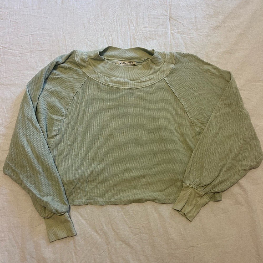 We The Free Light Green Ribbed Top